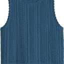 KIRUNDO Beach Vacation Clothes for Women Spring Summer Crochet Sweater Vest Tank Tops Cover Ups Resort Cruise Outfits 2026 (Blue, M)