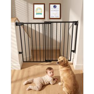 Babelio No Bottom Bar Baby/Dog Gate for Stairs, 28" H, 27.5-40.6" W, Black