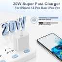 iPhone 17 16 15 Fast Charger, 20W USB C Charging Block for Apple iPhone 17 Pro Max/17 Air/16 Pro/15 Plus, iPad 12/11 inch/Mini/6 Gen,Wall Plug Power Adapter Cube Brick/6ft Type C to C Cable Cord Long