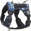 Auroth Tactical Dog Training Harness No Pulling Front Clip Leash Adhesion Reflective K9 Pet Working Vest Easy Control for Small Dogs Blue Camo S (S(Neck:14-21",Chest:20-31"),18-35 lbs)