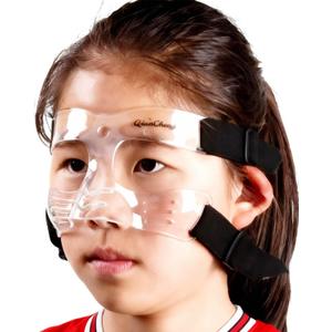 Nose Guard for Broken Nose - Adjustable Face Shield for Basketball, Soccer & Softball - Shatterproof Face Guard with Soft Padding - Wide View and Lightweight (Small Size)