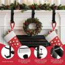 Garland and Stocking Mantel Holders with 2 Hooks, Mantel Hanger for Garland, 2 in 1 Mantel Garland and Stocking Hangers Heavy Duty, Fireplace Garland Hanger for Xmas Decoration (4Black)
