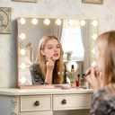 Ratsamee Rose Gold Hollywood Vanity Mirror with Lights, 15 Dimmable Bulbs, 3 Color Lights,Make Up Lighted Mirror, Aluminum Metal Frame, USB Charging Port23" x 18"