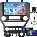 [4+64G] Android 15 Car Radio for Ford Mustang (Auto A/C) 2015-2020 Wireless CarPlay Android Auto, 9 Touch Screen for Mustang Car Stereo with GPS WiFi, Bluetooth 5.0 FM/RDS 32EQ Backup Camera