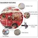 Christmas Winter Red Truck Snowscape Photography Background Merry Christmas Cane Candy Banner Decor Winter Snow Scene Merry Christmas New Year Eve Party Backdrop (5x3feet)