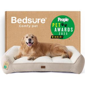 Bedsure Orthopedic Dog Beds Large - 48x74 Extra Thick Supportive Dogs Couch with Waterproof Washable Cover, XL Plus Extra Large Pet Bed Sofa with Soft Plush Sherpa and Nonskid Bottom, Cream