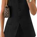 ZESICA Women's 2025 Summer 2 Piece Short Sets Sleeveless Crew Neck Suit Vest Tops High Waist Shorts Business Outfits, S