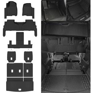 NQOQN Custom Fit Floor Mats for Chevrolet/Chevy Tahoe/GMC Yukon 7 Seats/Captain Seat 2021-2026, All Weather TPE Floor Liners & Trunk Mat & Backrest Protectors, Odorless Full Set Interior Accessories