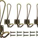 Wire Coat Hooks Heavy Duty, 5 Pack Vintage Wall Hooks Double Metal Hangers with Screws for Hanging Clothes Jackets Robes Towels Hats Keys Bags, Bronze