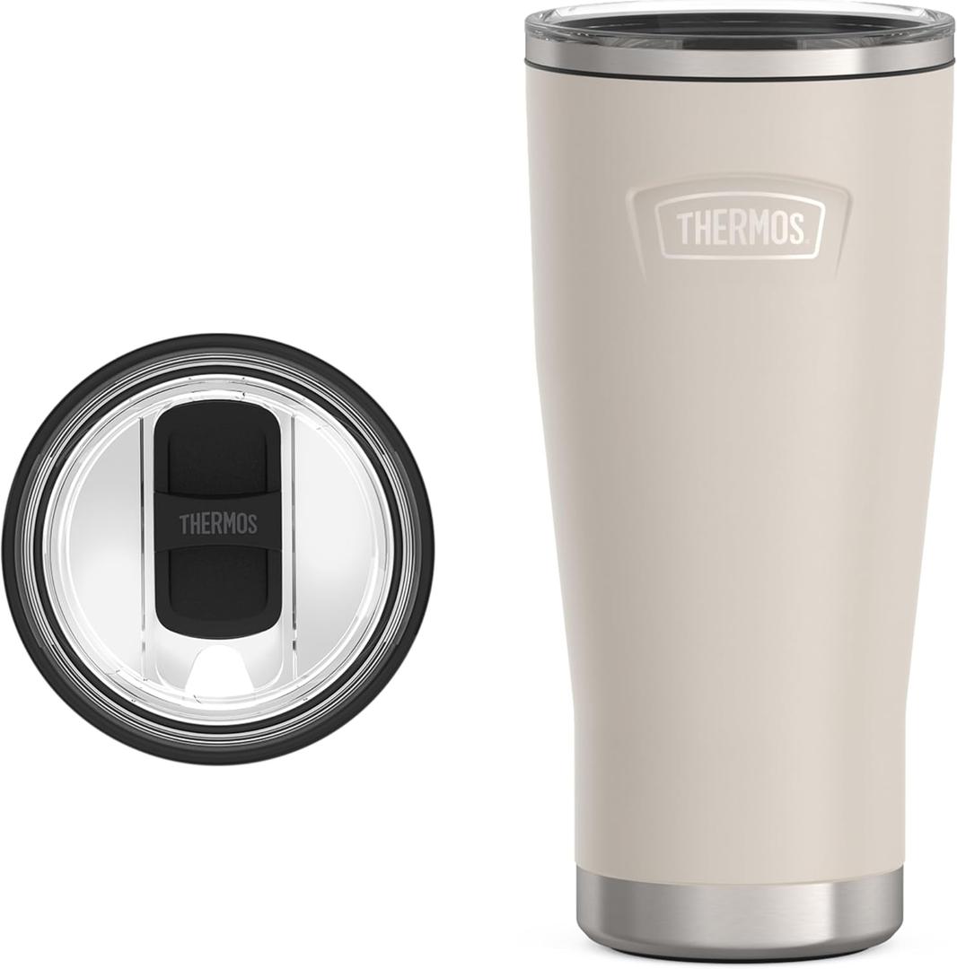 THERMOS ICON SERIES, Stainless Steel Cold Tumbler with Slide Lock, 24 Ounce, Sandstone