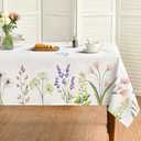 Horaldaily Spring Summer Tablecloth 60x120 Inch, Easter Watercolor Wild Flowers Blooming Floral Table Cover for Party Picnic Dinner Decor