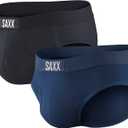 SAXX Underwear Co. Men's Underwear with Pouch Ultra Super Soft Brief Fly 2Pk (Blue)