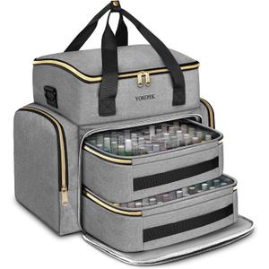 YOREPEK Nail Polish Organizer Case Holds 96 to 100+ Bottles (15ml/0.5 fl.oz) UV lamp, Extra Large Nail Polish Holder with Support Board for Easy Access, Gel Kit Bag For Manicure Tools, Grey