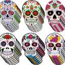 Tenceur 36 Pcs Large Day of The Dead Sugar Skull Cutouts for Dia De Muertos Decoration Sugar Skull Decorations for Mexican Halloween Theme Table Supplies Centerpiece Party Birthday Party Essentials