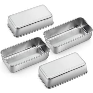 P&P CHEF Loaf Pan Set, 9 x 5 Inch Bread Pans, Stainless Steel Loaf Toast Baking Pans For Bread Meatloaf Lasagna Cake, Healthy & Non Toxic, Oven & Dishwasher Safe,(Silver, 4Pcs)