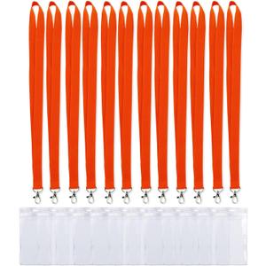 12-Pack Orange Lanyard with ID Holder - Durable Neck Strap for Work Badges, School ID, Cruise Cards, Office & Events(Orange, 12PCS)