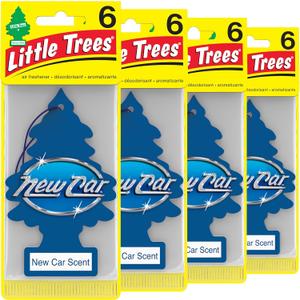 LITTLE TREES Air Fresheners Car Air Freshener. Hanging Tree Provides Long Lasting Scent for Auto or Home. New Car Scent, 24 Air Fresheners (4 Count (Pack of 6))