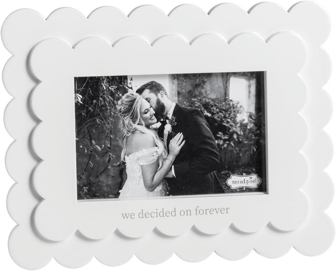 Mud Pie White 4X6 Forever Scallop Wood Frame