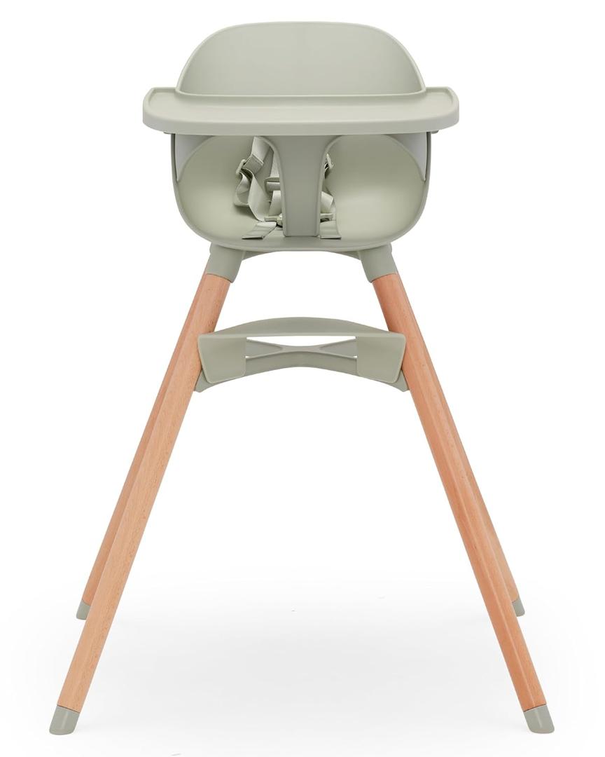 Lalo The Chair Convertible 3-in-1 High Chair for Babies & Toddlers, Dishwasher Safe Tray, Adjustable Footrest, Sage