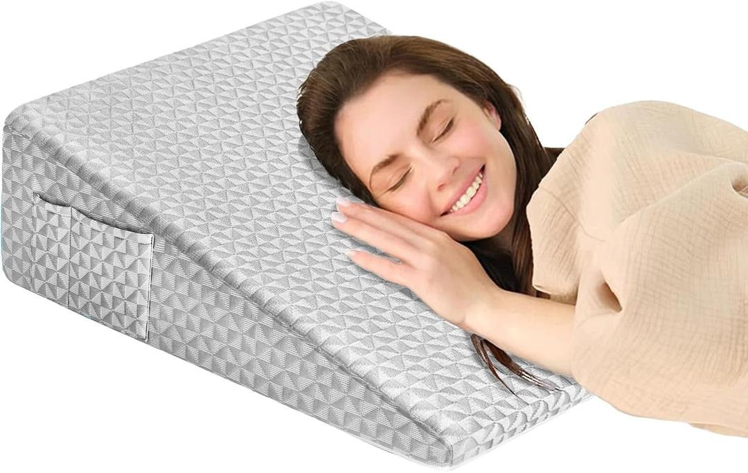 Wedge Pillow 7.5" Bed Wedge After Surgery, Back Pain Relief, Memory Foam Pillow Triangle Incline Wedge for Back Support, Leg ElevationLight Grey, Triangle Wedge 24 X 24 X 7.5 Inch