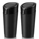 Car Trash Can Bin with Lid, 2 Packs Mini Leakproof Garbage Can for Vehicle, Cup Holder Trash Can, Small Trash Bin for Cars, Home, Bedroom, Office(Black)