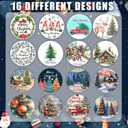 1000Pcs Christmas Stickers, 2 Rolls Round Stickers in Roll Rustic Christmas Tree Wreath Elk Truck Patterns Label Stickers for Xmas Seals Cards Presents Envelopes