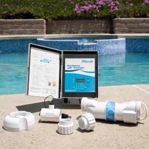 XtremepowerUS Saltwater Pool Chlorine Generator Salt Water Up to 40,000 Gallons Pools Chlorinator Flow Switch 40K Salt Chlorine w/Cleaning Stand