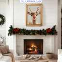 Red Nosed Reindeer Christmas Wall Art Rustic Christmas Farmhouse Mantle Wall Decor Holiday Canvas Art Poster for Living Room Home Decor Aesthetic 12x16inch Unframed