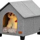 Indoor Dog House with Warm Plush Mat and Elevated Feet,Soft Dog Bed House for Medium Size Dog and Multiple Large Cat,Max Pets Size 20.8 X 13.7 Inches