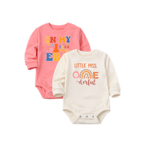 2 x Cute Baby Girl 1st Birthday Outfit Set - "Onederful" Bodysuit And  "1 Year Old Era" Sweatshirt - Size 12M