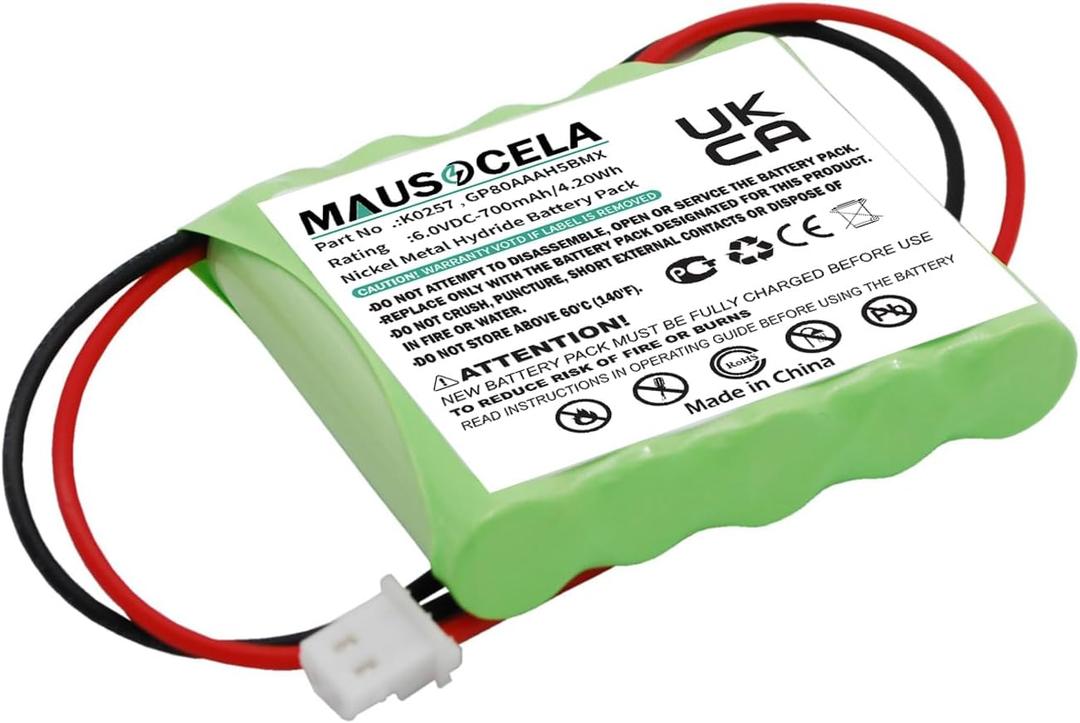 55111-05, K0257, GP80AAAH5B3BMX Battery Replacement for 5800RP Wireless, 5800RP Wireless Repeater Alarm Control Panel Battery - 700mAh / 4.20Wh - 6.0V Ni-MH