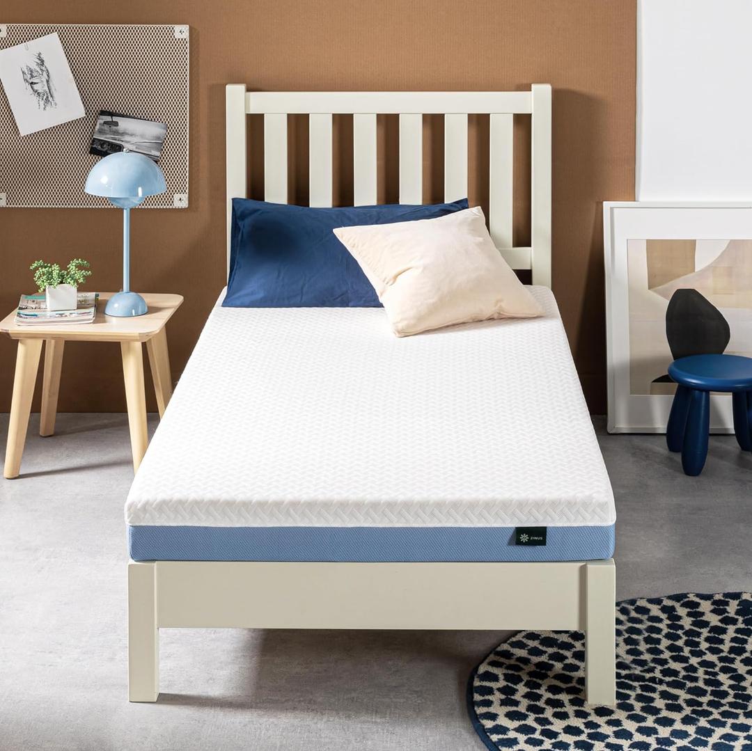 ZINUS 5 Inch Cooling Essential Memory Foam Mattress [New Version], Twin, Fiberglass Free, Medium Feel, Cooling Airflow Memory Foam, Certified Safe Foams & Fabric, Mattress in A Box (White)