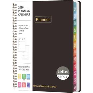 2026 Planner, 8.5" x 11" Weekly and Monthly Large Calendar Planner, Letter Size, Jan - Dec 2026, Hardcover Daily Agenda and Organizers for School Essentials & Office Supplies