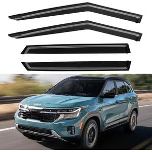 YQAUTEC Window Visors Rain Guards for 2021 2022 2023 2024 2025 2026 Kia Seltos, Out-Channel Window Vent Wind Deflectors Visors Shades for 21-26 Seltos LX S EX S SX Turbo X-Line
