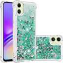 Case for Samsung Galaxy A05, Glitter Liquid TPU Cover Clear Flowing Quicksand with Anti-Fall Bumper Corner Shockproof Protection Women Girly Case for Galaxy A05 Green Love LSYB