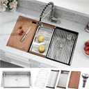 30 Inch Undermount Kitchen Sink - 30x16 Stainless Steel Workstation Kitchen Sink 10 Inch Deep Single Bowl Undermount Sinks with Accessories