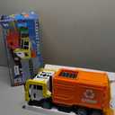 JOYIN Large Friction Powered Garbage Truck Toy Set, Includes Dumpster, Trash Bins, and Learning Cards for Kids, Orange