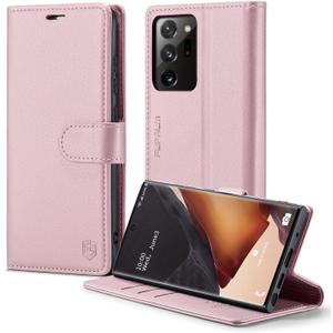 FLIPALM Wallet Case for Samsung Galaxy Note 20 Ultra 5G, RFID Blocking Credit Card Holder, PU Leather Folio Flip Kickstand Protective Shockproof Cover for Women Men (Rose Gold)