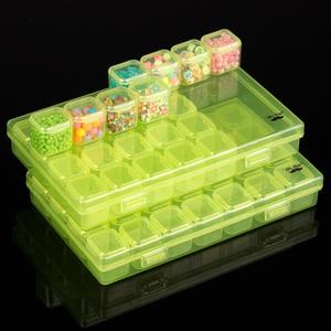 Mr. Pen- Bead Storage Containers, 28 Grids, 2 Pack, Transparent Green Small Bead Organizer Box (2 Pack-56 Pcs(6.8"x4.4"x1"))