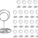 Table Number Holders 20Pcs - 2 Inch Mini Place Card Holder Short Table Number Stands for Wedding Party Graduation Reception Restaurant Home Centerpiece Decorations Office Memo (Silver)