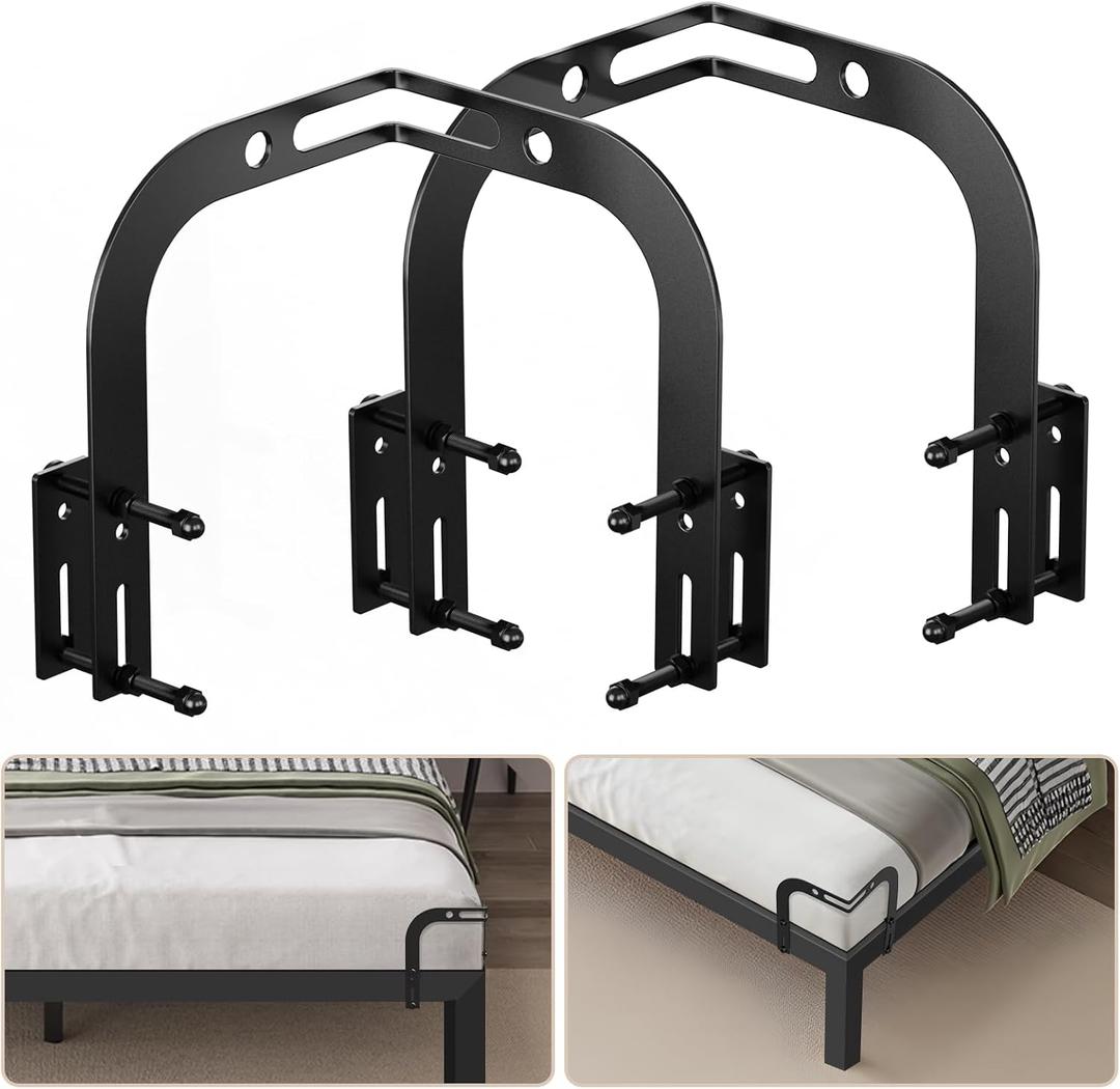 DELLAN Mattress Slide Stopper, Corner Non-Slip Mattress Gripper Retainer Bar, Holder for 1.75"x 2.9" Metal Bed Frame to Prevent Sliding (2 Pack)