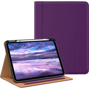 OKP Case for iPad 11-inch (A16) 2025 / 10th Generation 2022, for ipad 11th / 10th 10.9 inch with Multi-Angle Viewing PU Leather Stand Cover with Pencil Holder & Pocket, Auto Sleep/Wake, Dark Purple