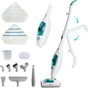 10-in-1 Steam Mop Triangle Collapses Mop With Detergent Chamber and Detachable Handheld Steam Cleaner, Multipurpose Adapter Accessories,Floor Steamer,2 Pads,1450W Fast and Powerful Steam,Model MU-LAZO