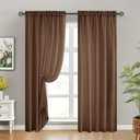 HOMEIDEAS Non-See-Through Brown Privacy Sheer Curtains, 52 X 84 Inches Long 2 Panels Sheer Curtains Light Filtering Window Drapes for Bedroom Living Room, Brown
