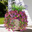 Artificial Fake Hanging Flowers Plants for Outdoor Outside Decoration, Faux Silk Daisy Flower Realistic UV Resistant for Front Porch Patio Balcony Garden Yard Indoor Planter Home Decor(Purple Pink)