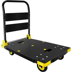Platform Truck Cart 1000LBS Chinco Star Folding Push Cart Dolly Portable Moving Dolly Cart with 360 Swivel 5'' Wheels Heavy Duty Foldable Flatbed Cart for Hand Moving (35L x24W x40H in)