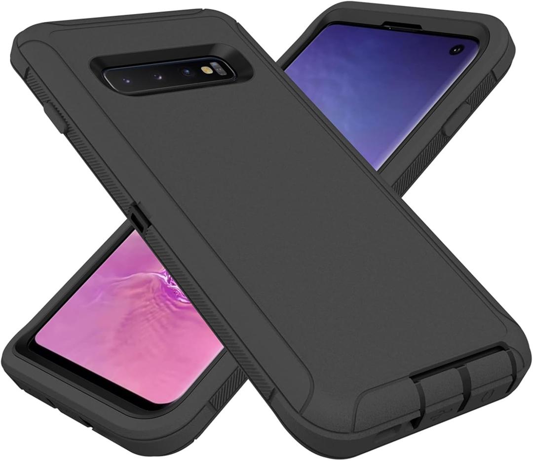 for Samsung Galaxy S10 Case, Heavy Duty Defender Case Dustproof Shockproof Protection 3 in 1 Rugged Cover for Samsung Galaxy S10 6.1 inch (Black)