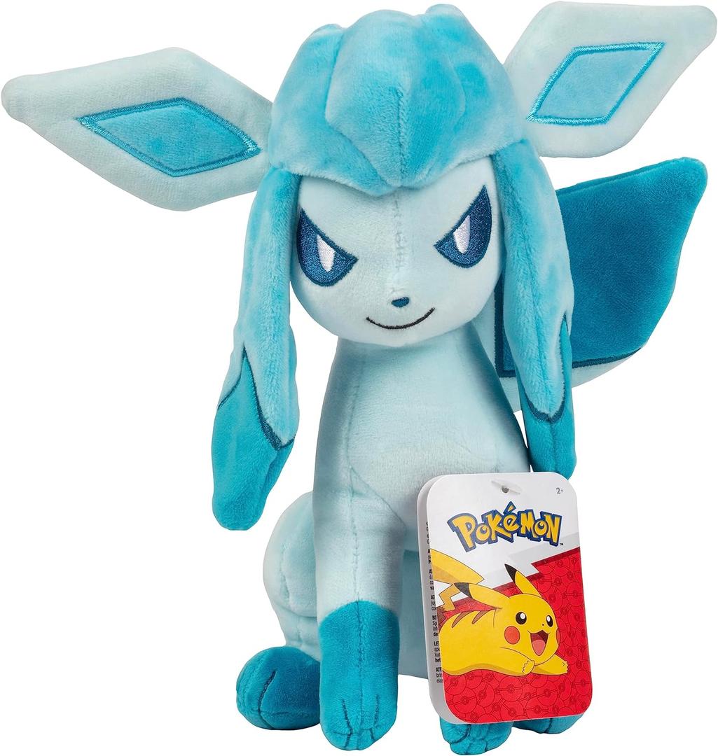Pokmon 8" Glaceon Plush - Officially Licensed - Eevee Evolution Figure - Authentic Soft Stuffed Animal Toy - Christmas Stocking Stuffer Gift for Kids, Boys, Girls - 2+