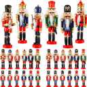 Aoriher 24 Pcs Christmas Nutcracker Ornament Small Wooden Soldier Hanging Decorations Nutcracker Figure Ornament for Christmas Figure Decoration