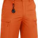 TACVASEN Men's Hiking Cargo Shorts Quick Dry Lightweight for Outdoor Golf Fishing Tactical Casual with Multi Pockets (36, Orange)